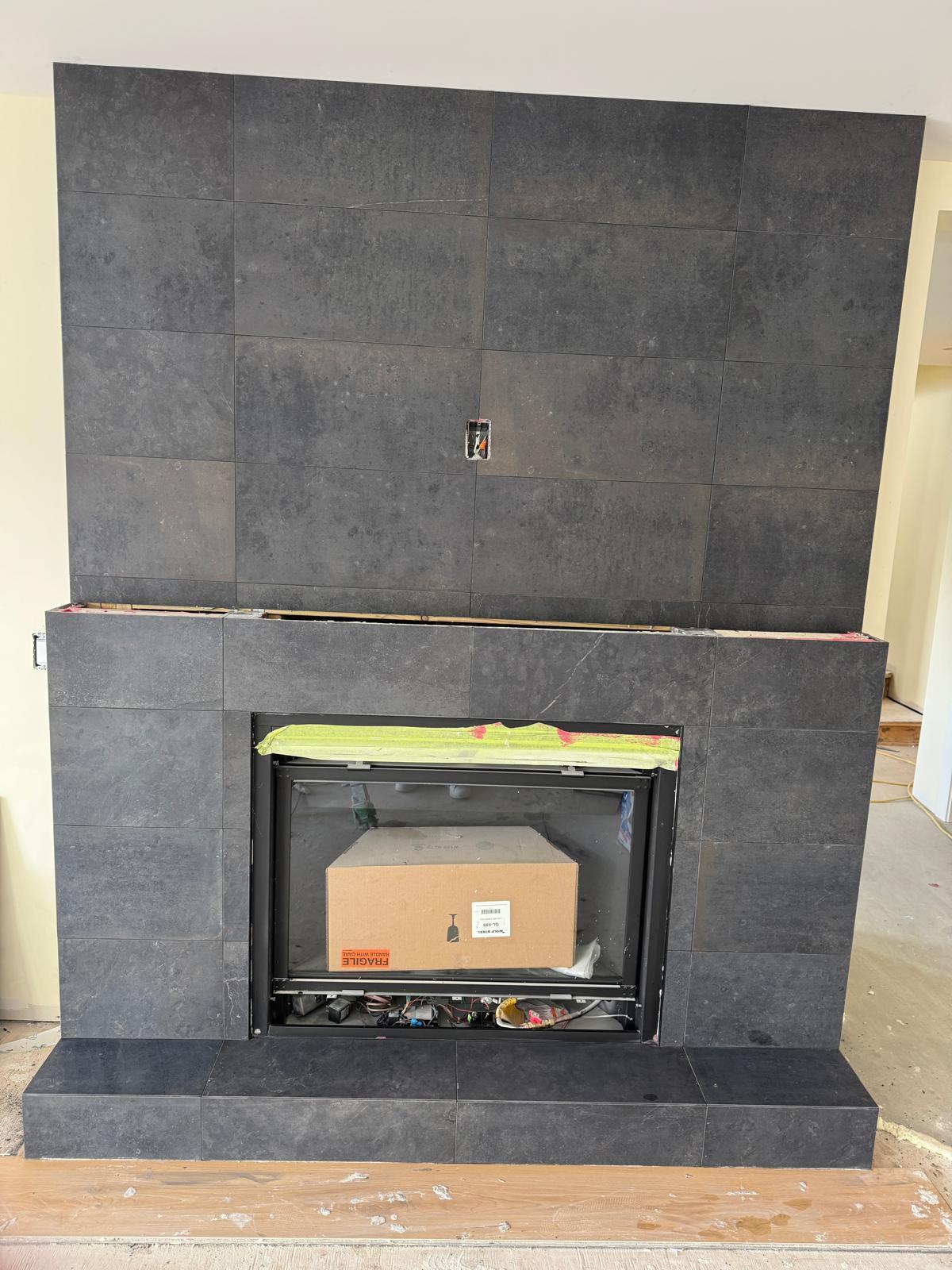 Charcoal minimalist fireplace surround