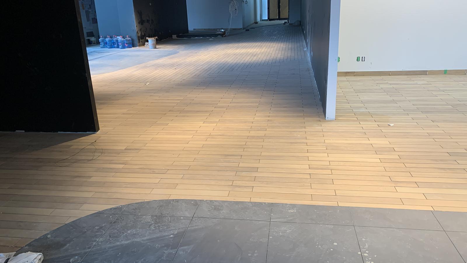 Commercial wood look tile floor