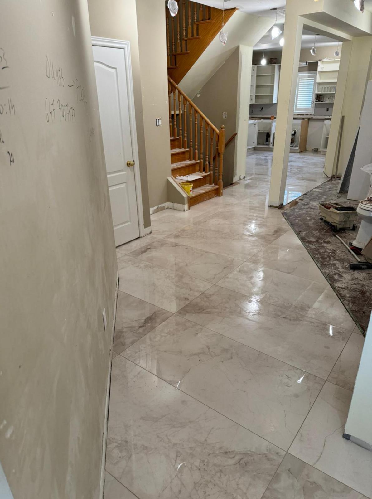 Residential porcelain hallway floor