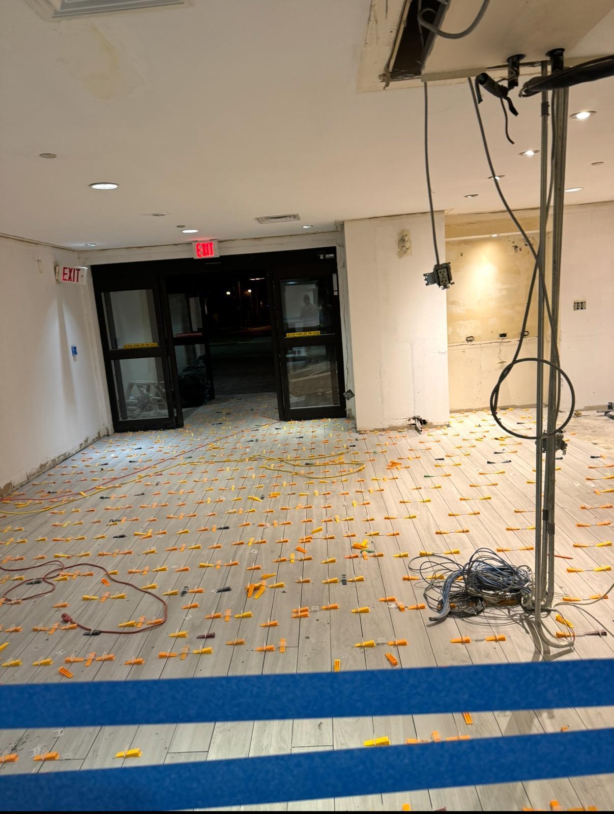 Commercial floor tile installation